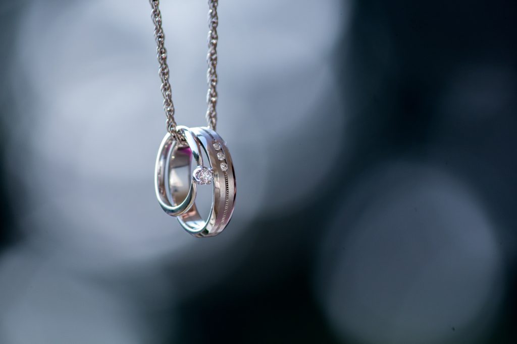 Silver Wedding Rings on a Chain