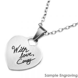 heart pendant engraved handwriting necklace
