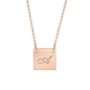 Square Rose Gold Engraved Necklace