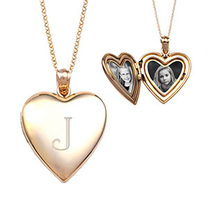 gold heart personalized locket necklace