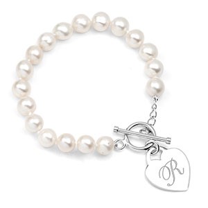Pearl and Sterling Bracelet with Charm